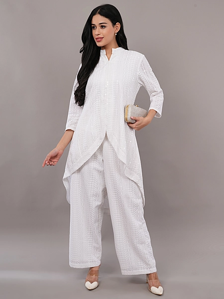 White Embroidered Co-ord