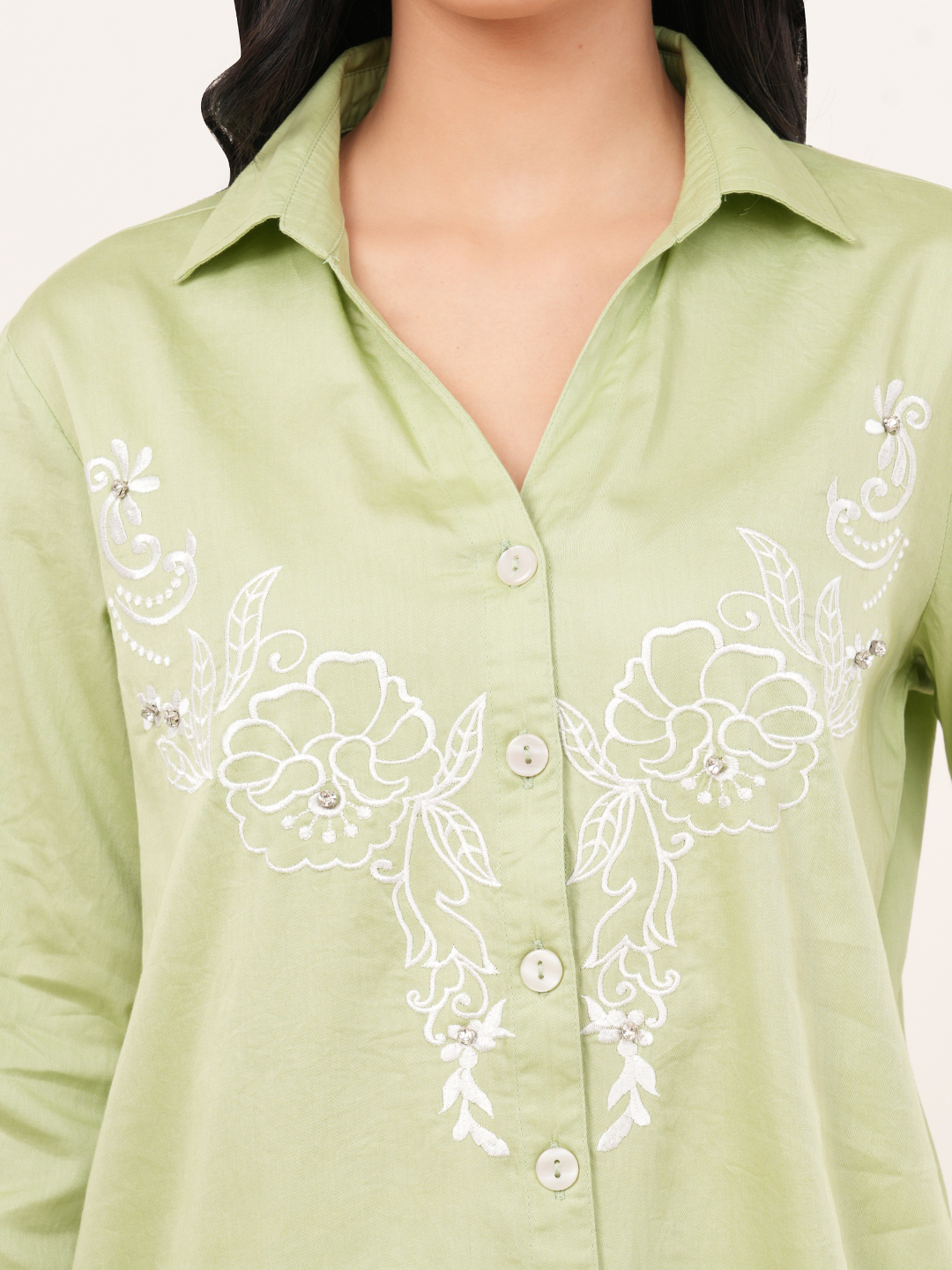 Embroidered Pastel Green Co-ord Set