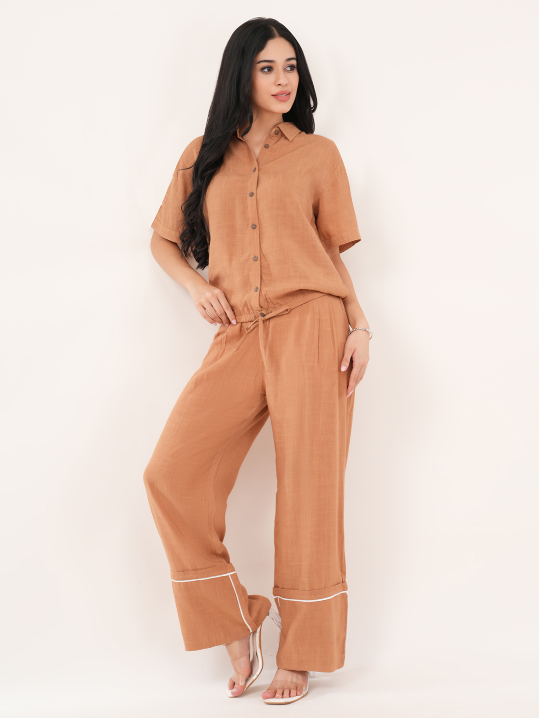 Brown Contrast Binding Co-ord