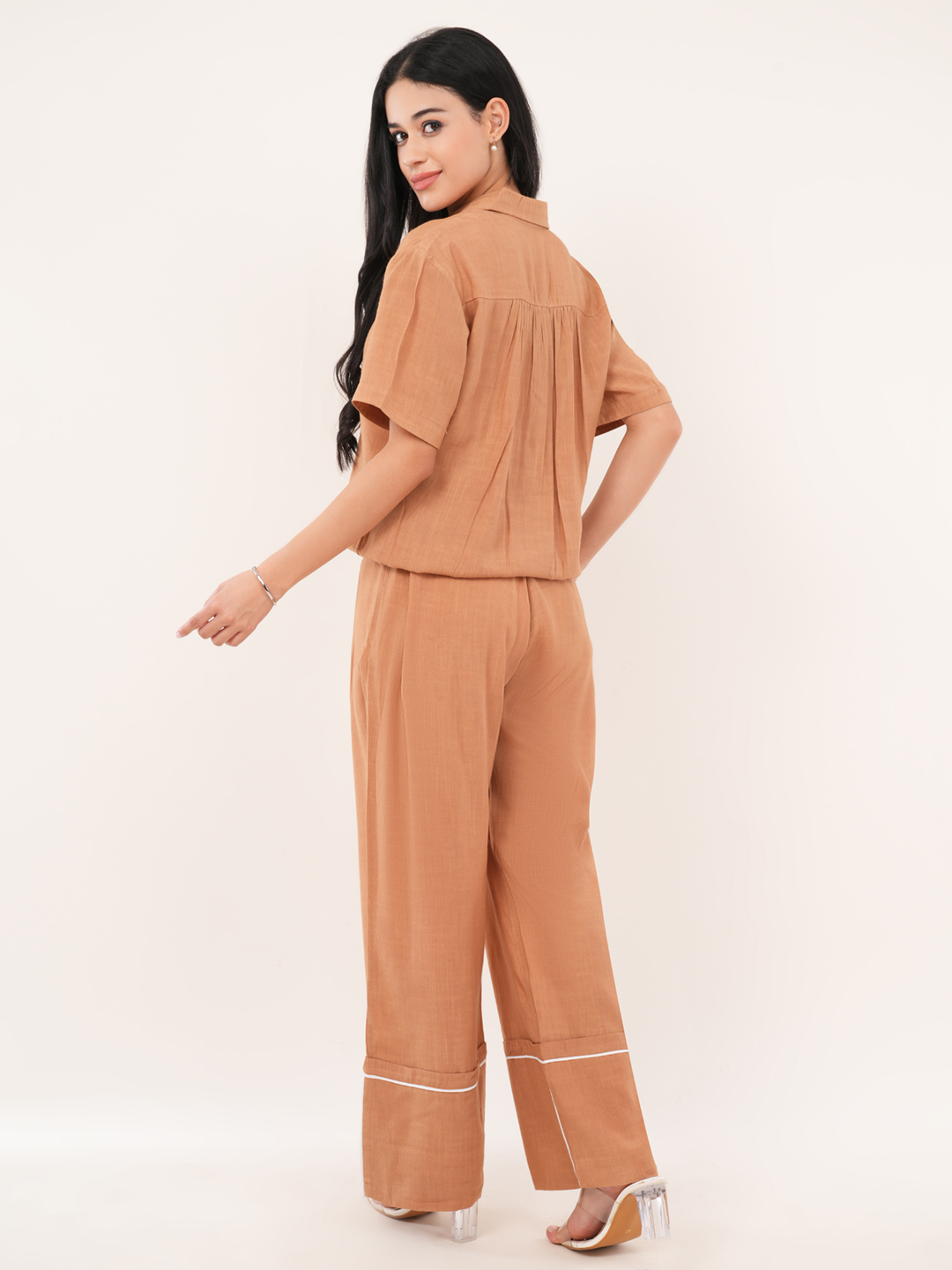 Brown Contrast Binding Co-ord