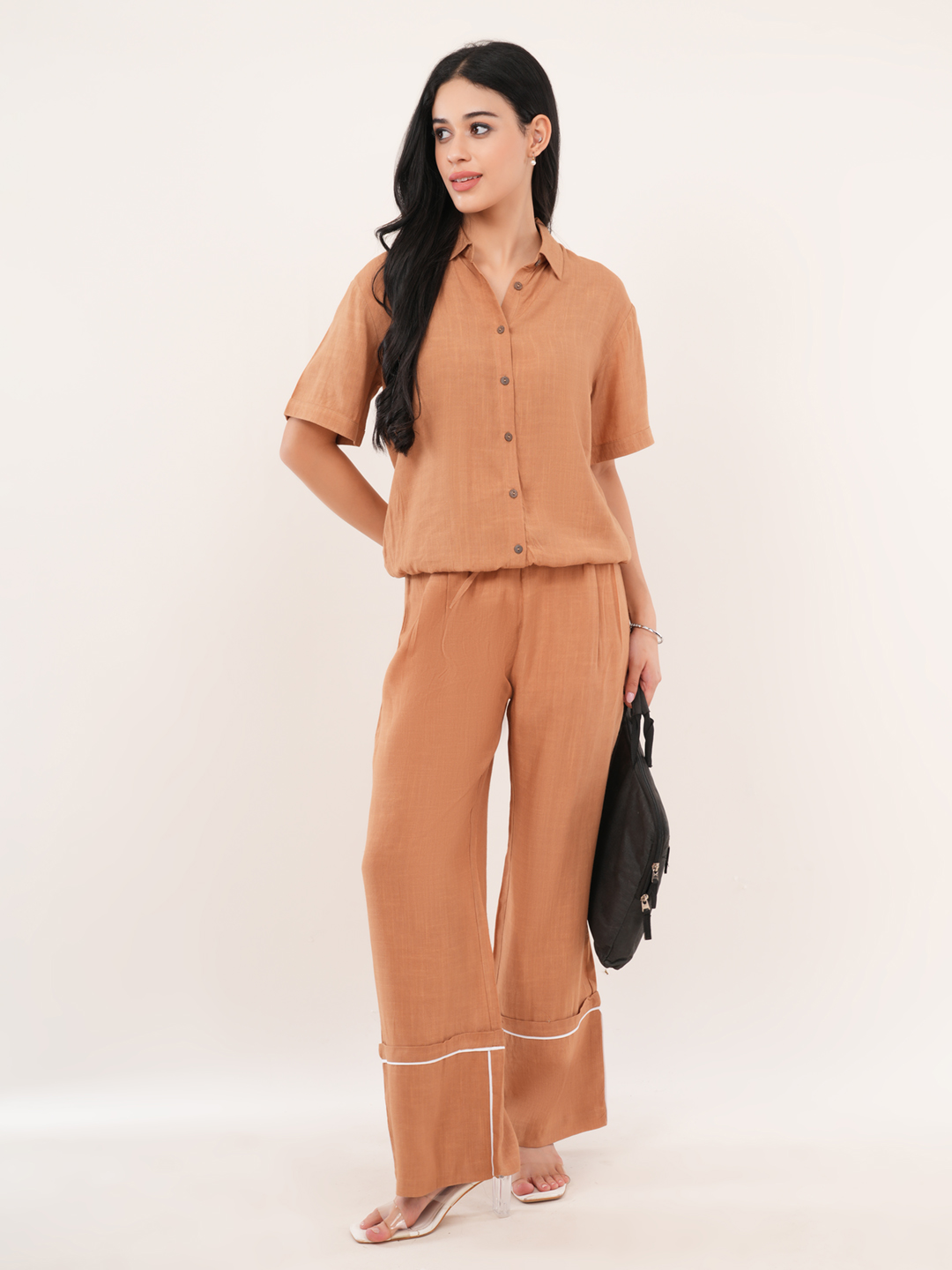 Brown Contrast Binding Co-ord