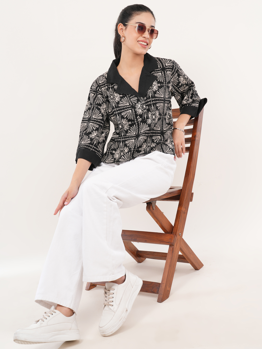 Geometric Floral Printed Top