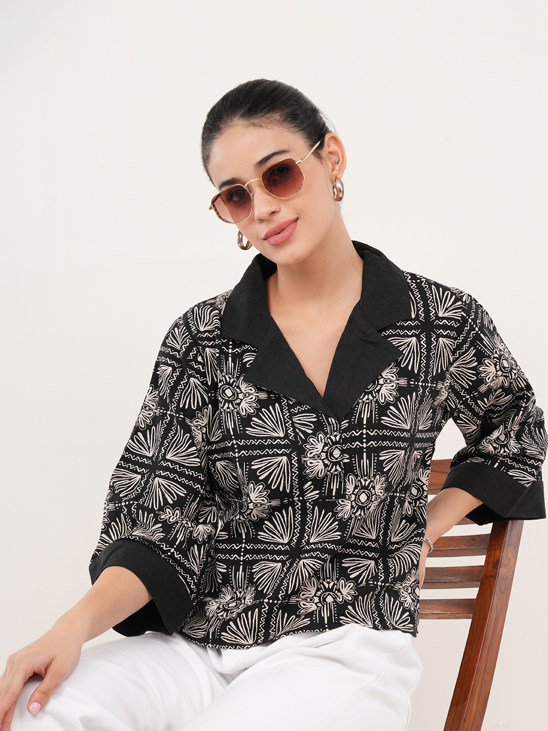 Geometric Floral Printed Top