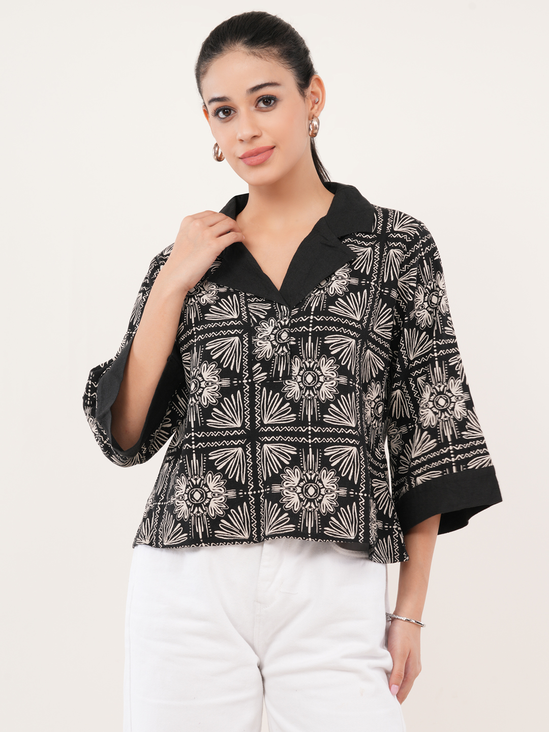 Geometric Floral Printed Top