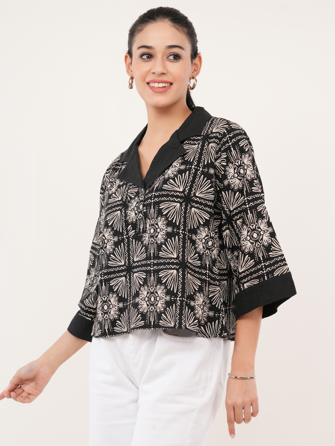 Geometric Floral Printed Top
