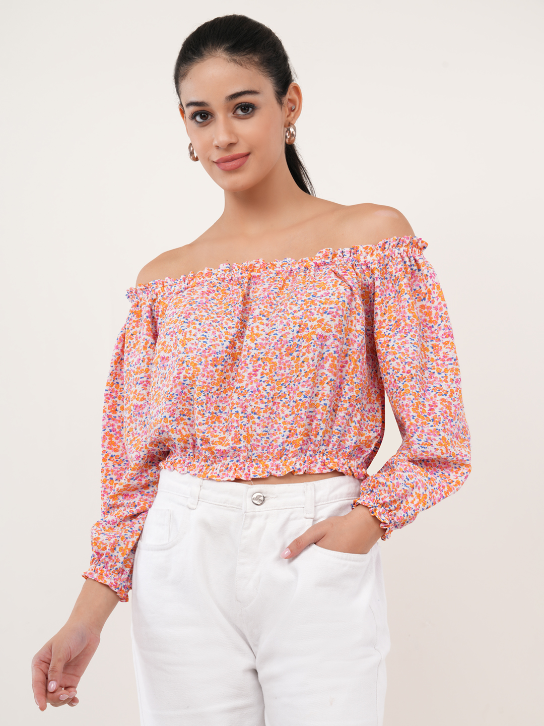 Floral Printed Off-shoulder