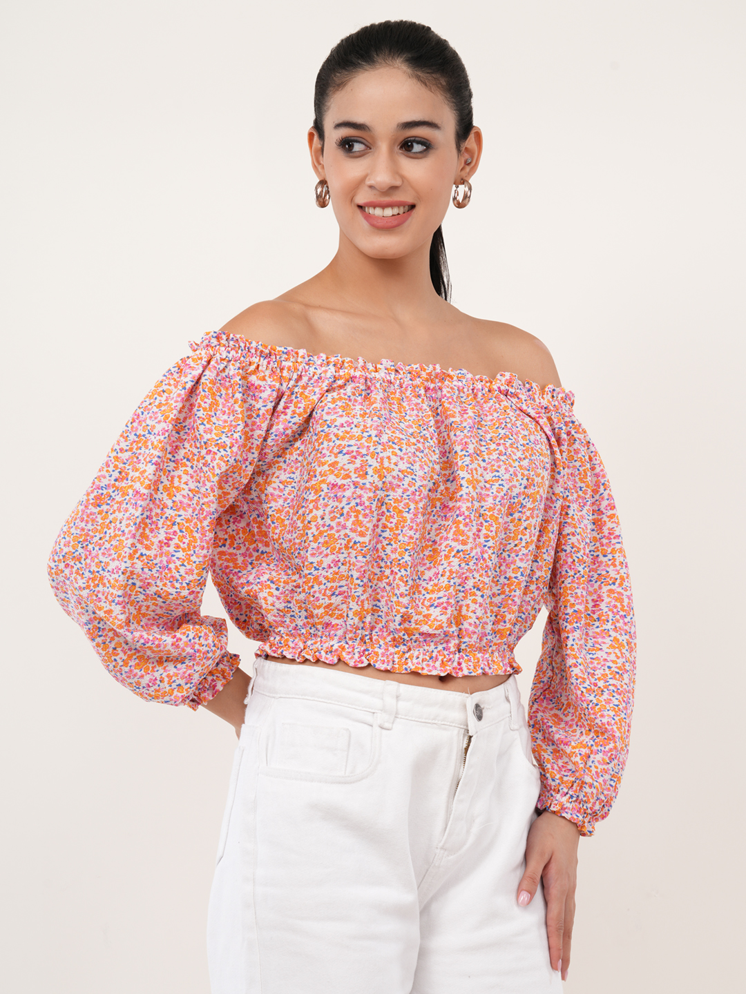 Floral Printed Off-shoulder