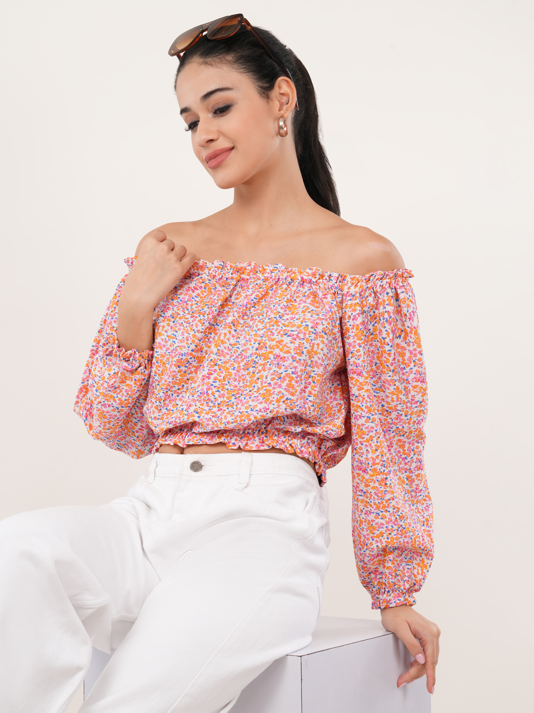 Floral Printed Off-shoulder