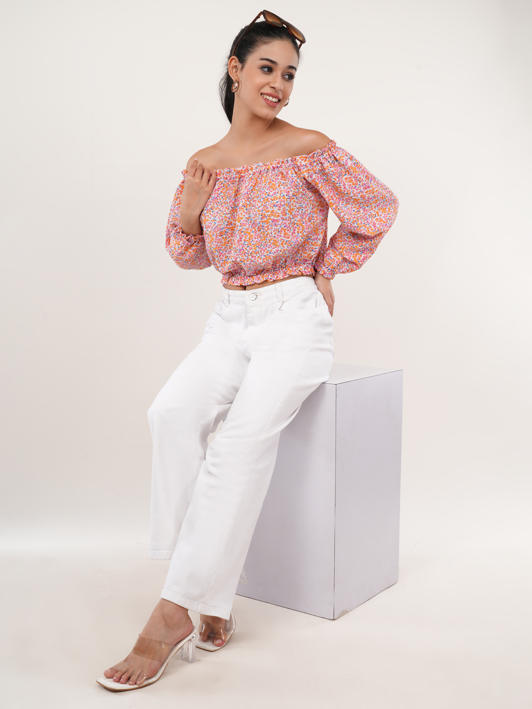 Floral Printed Off-shoulder