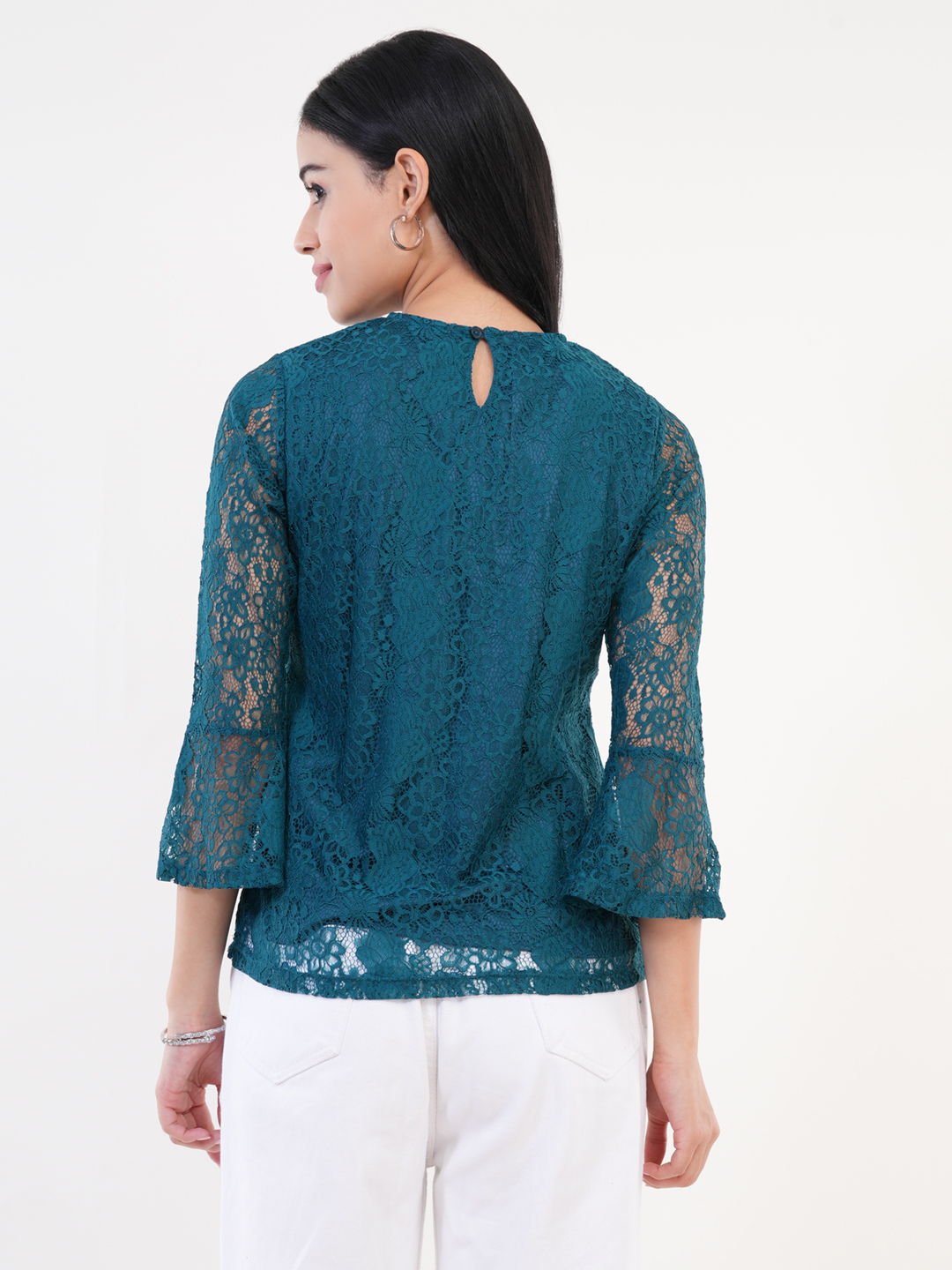 Teal Blue Lace Top