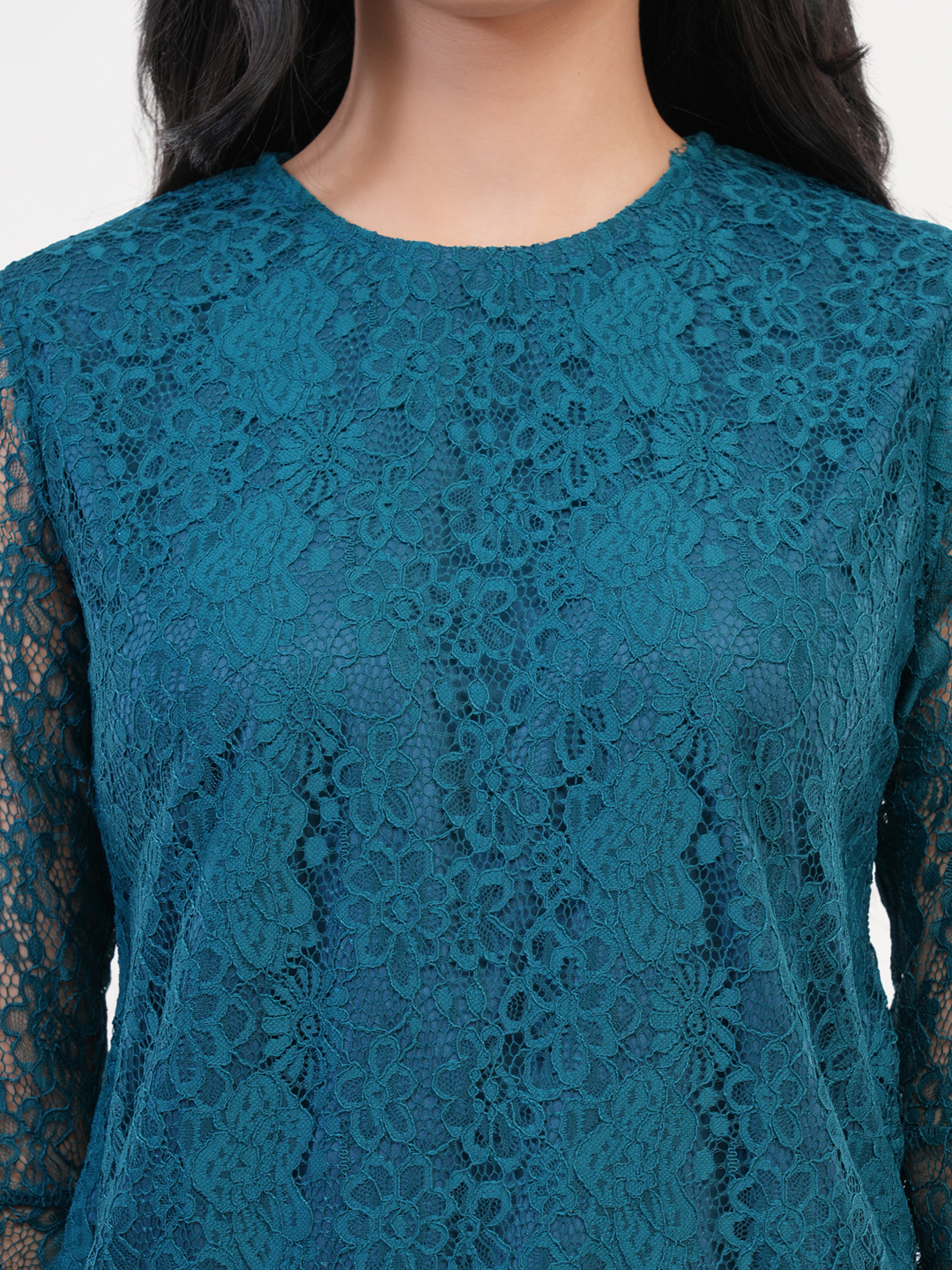 Teal Blue Lace Top