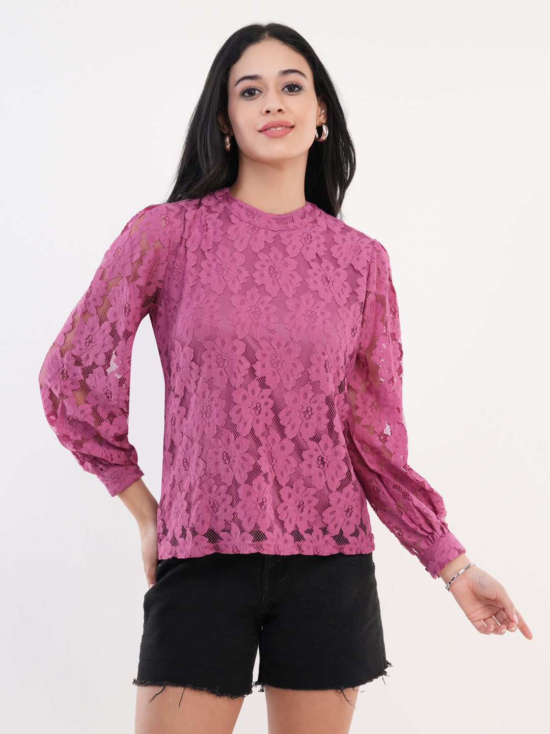 Dusky Pink Lace Top